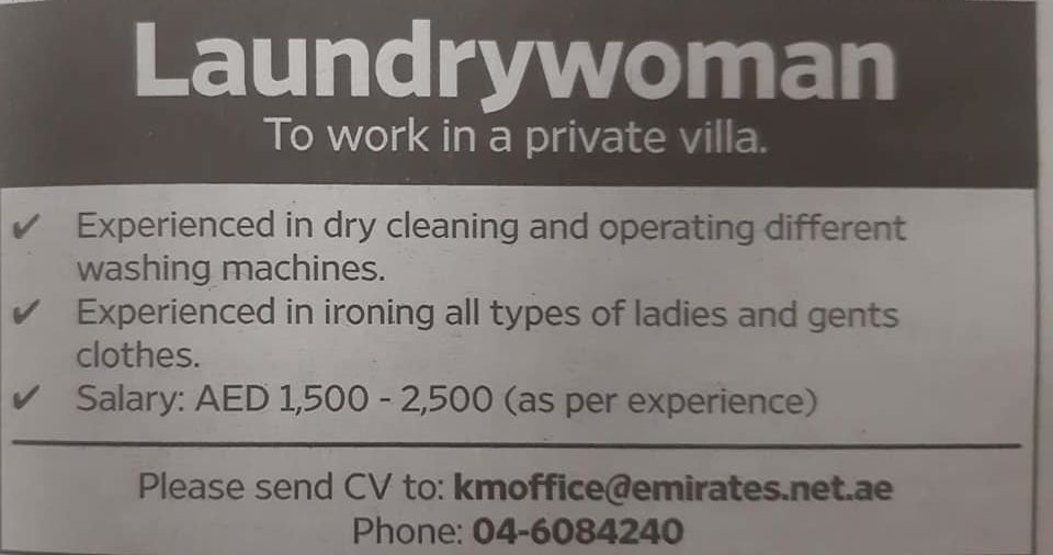 Hiring Laundrywoman