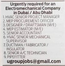 Hiring in UAE Multiple Jobs