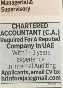 Chartered Accountant required