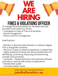 Hiring Fines and Violation officer