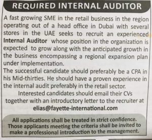 Required Internal Auditor