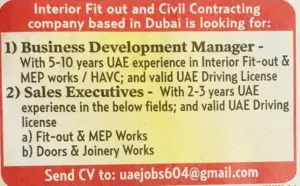 Sales Executive and Business Development Manager