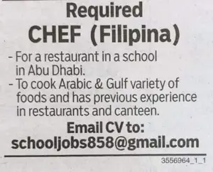 Filipino Chef required