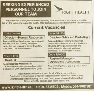 Healthcare Vacancies in UAE 4x