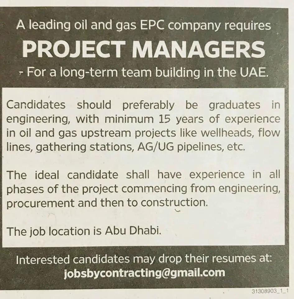 Project Manager Abu Dhabi UAE Gulf Career Hunt