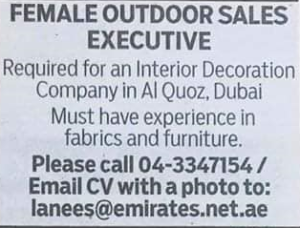 Female Outdoor Sales Executive