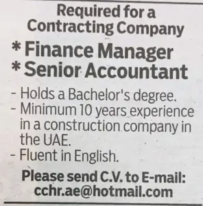Finance Manager and Senior Accountant