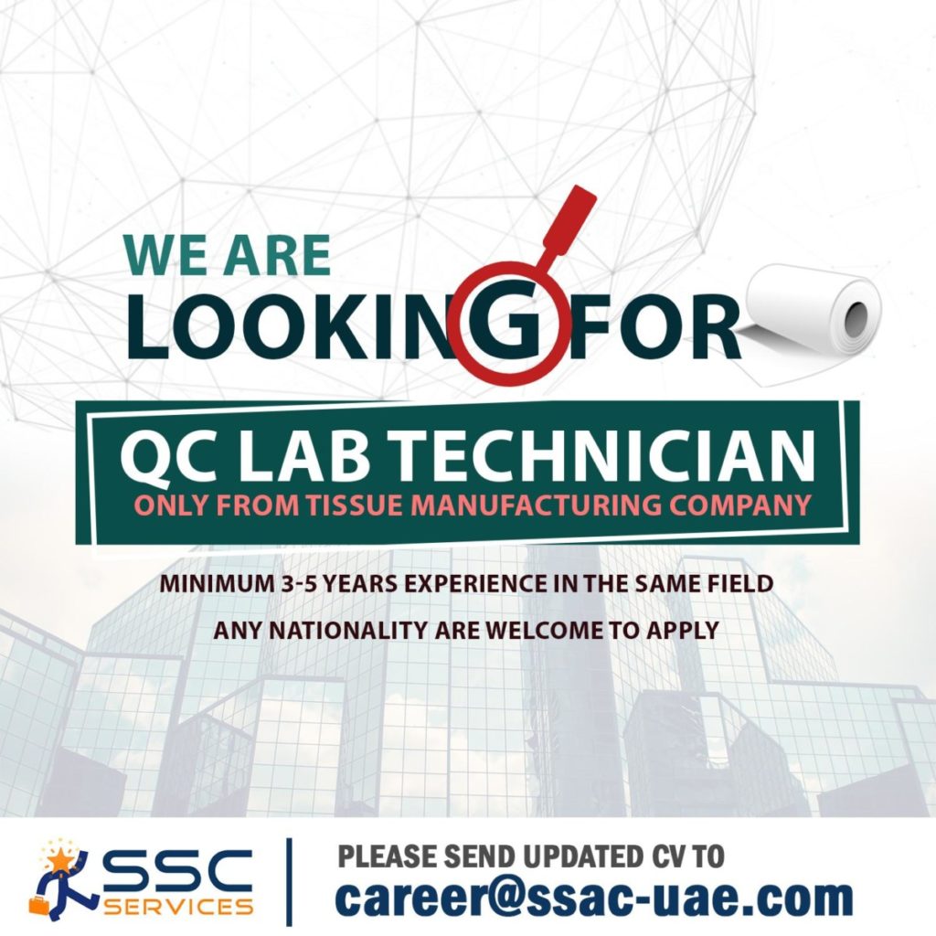 QC LAB TECHNICIAN Dubai UAE Gulf Career Hunt