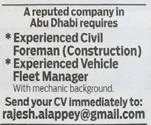 Civil Foreman and Vehicle Fleet Manager