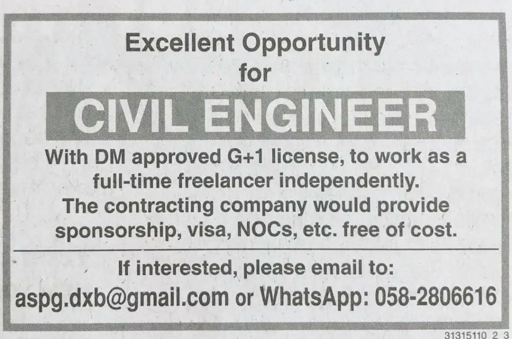 Hiring Civil Engineer Dubai UAE Gulf Career Hunt