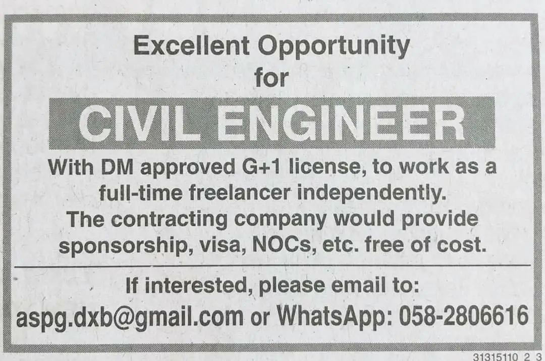 Hiring Civil Engineer Dubai UAE Gulf Career Hunt