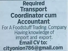 Transport Coordinator cum Accountant