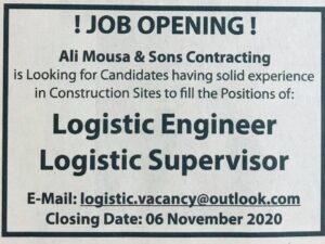 Logistic Engineer and Supervisor