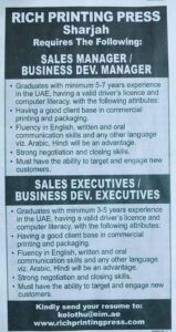 Sales Manager and Executive 