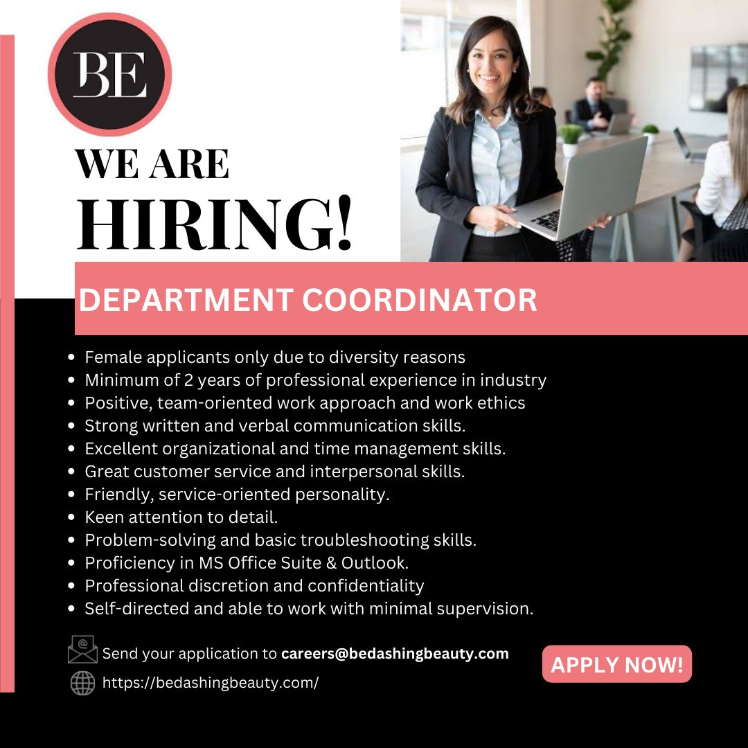 Department Coordinator Dubai UAE Gulf Career Hunt