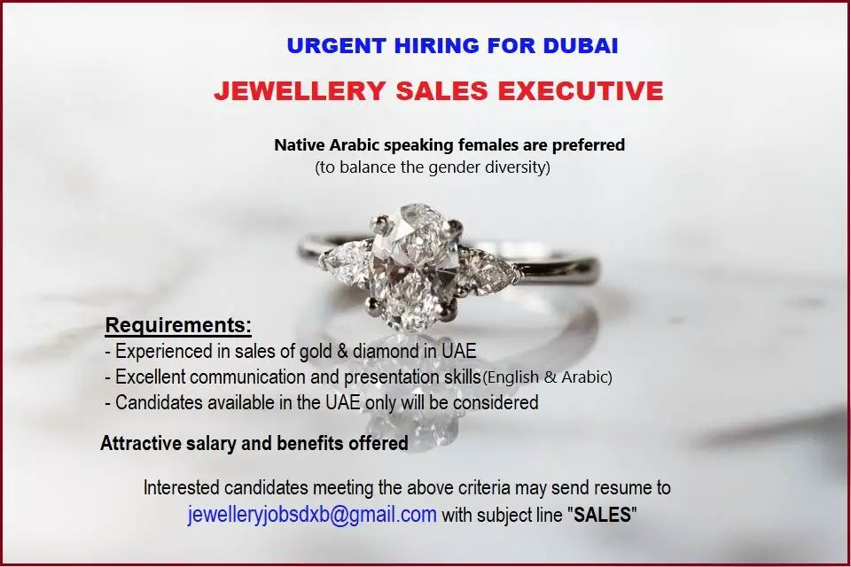 Jewellery Sales Executive Dubai UAE  Gulf Career Hunt