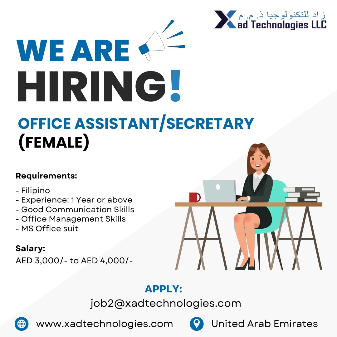 Office Assistant/Secretary Dubai UAE | Gulf Career Hunt